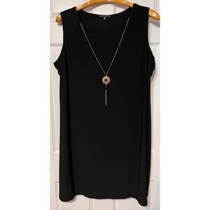 TIANA B Black Sleeveless Dress with Necklace Plus Size 24W NO JACKET